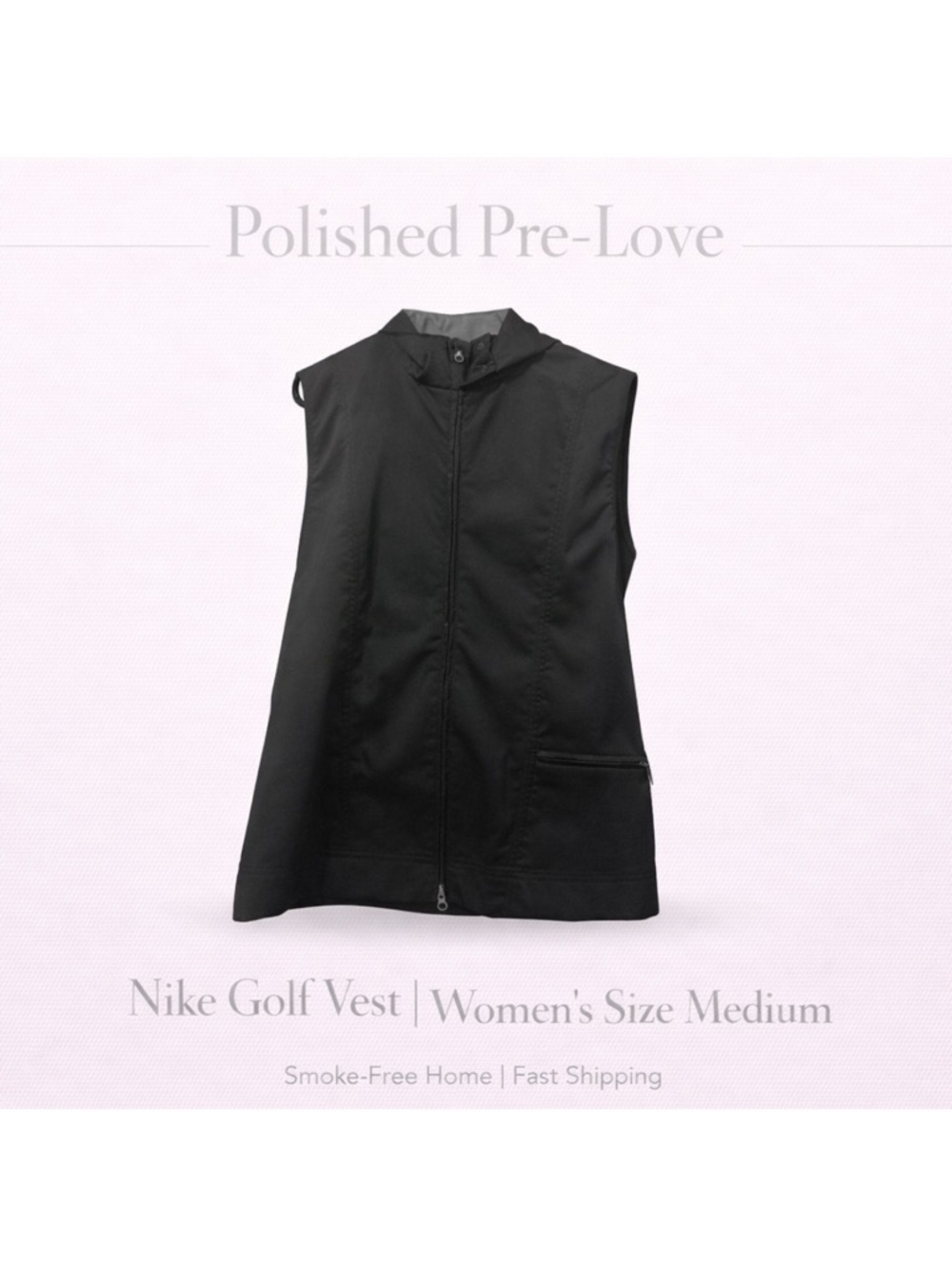 Nike Golf Clima-Fit Black Zip Vest Women’s Medium Athletic Lightweight